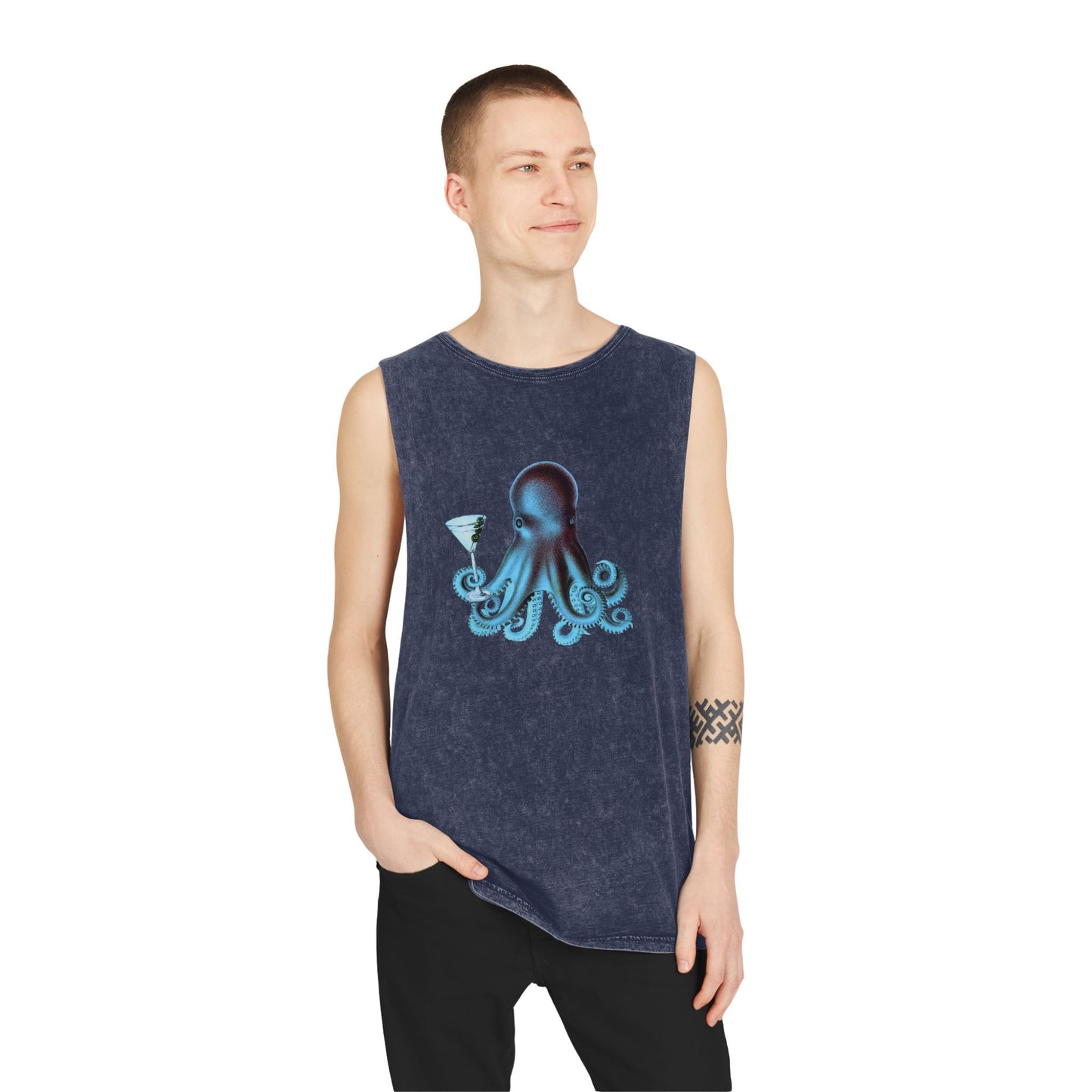 Stonewash Unisex Tank Top - Happy Hour Octopus