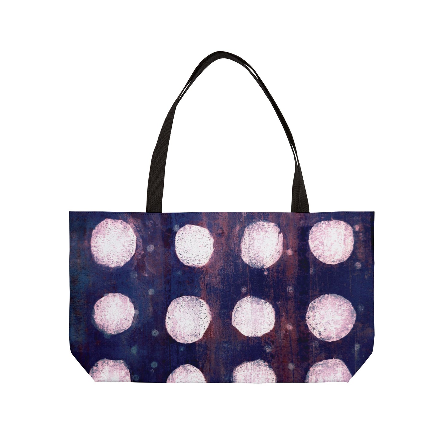 The Weekender Tote Bag - Painterly Polka Dot, Cobalt and Rust