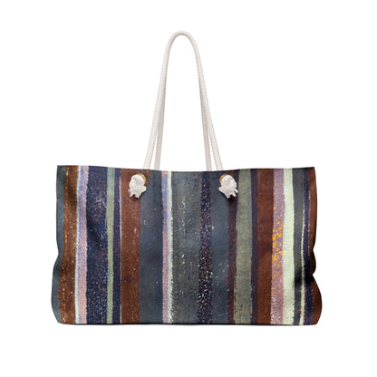 The Weekender Bag, Rustic Stripe - Rust and Steel
