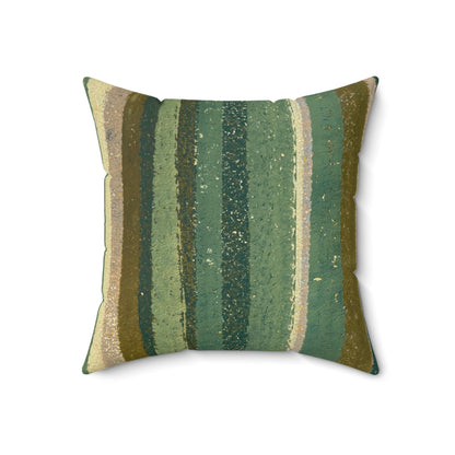 The Faux Suede Pillow - Rustic Stripe, Grasshopper