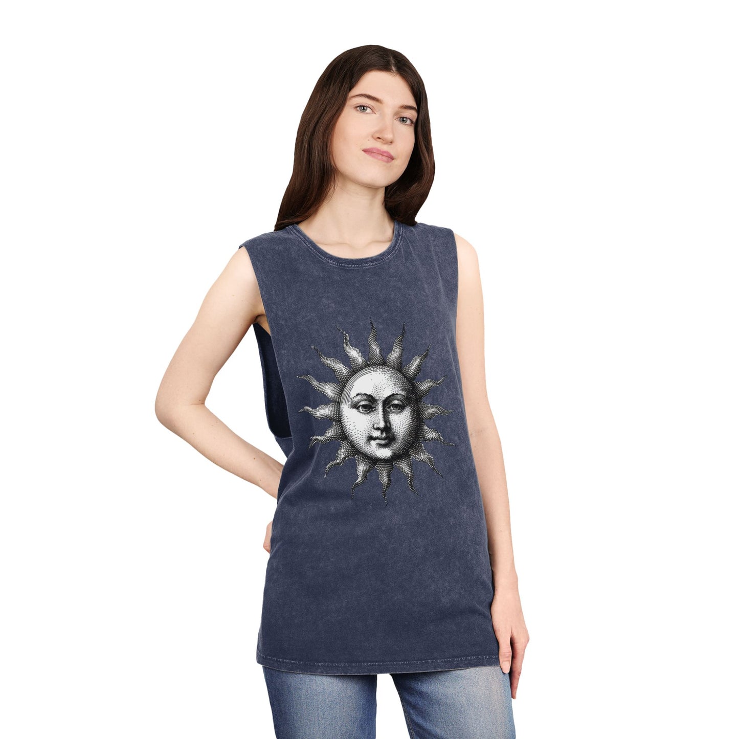Stonewash Unisex Tank Top - Vintage Sun Graphic