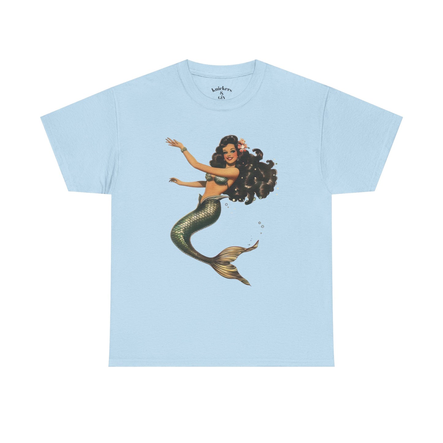 Vintage Pinup Style Graphic Mermaid Tee, All-Gender