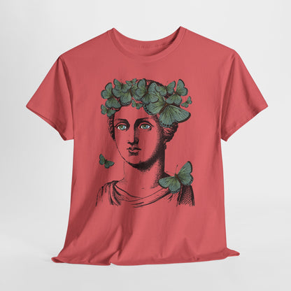 Garden Goddess Graphic Tee - Classical Bust with Green Butterfly Crown