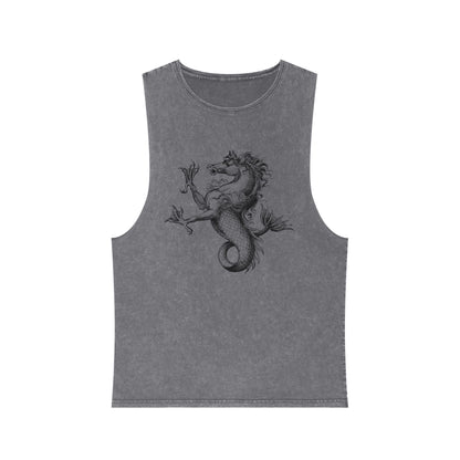 Stonewash Unisex Tank Top - Vintage Mythical Creature Graphic