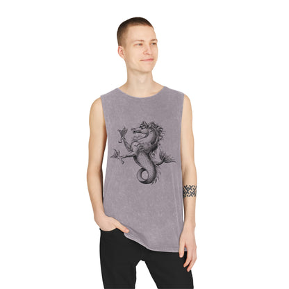 Stonewash Unisex Tank Top - Vintage Mythical Creature Graphic