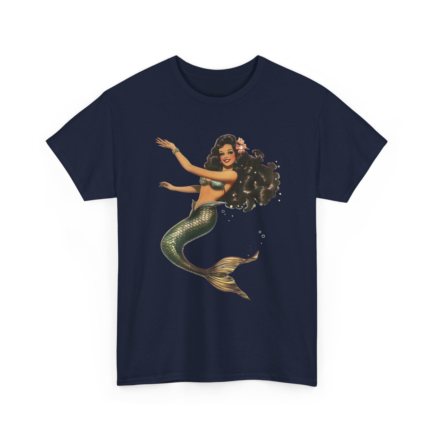 Vintage Pinup Style Graphic Mermaid Tee, All-Gender