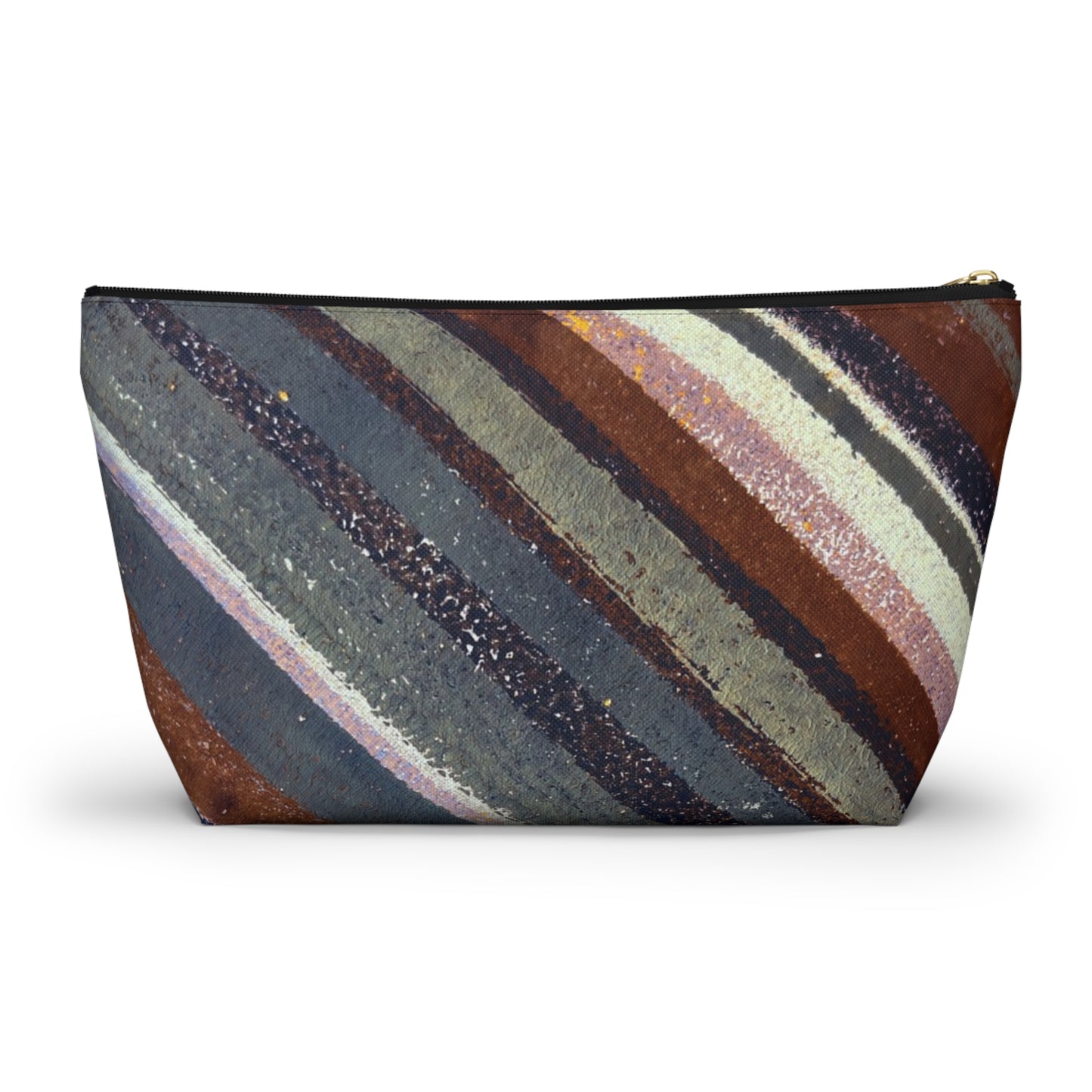 The Accessory Pouch - Rustic Stripe, Rust and Steel