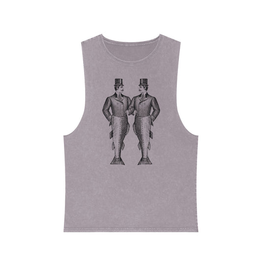 Stonewash Unisex Tank Top - Mermen Graphic