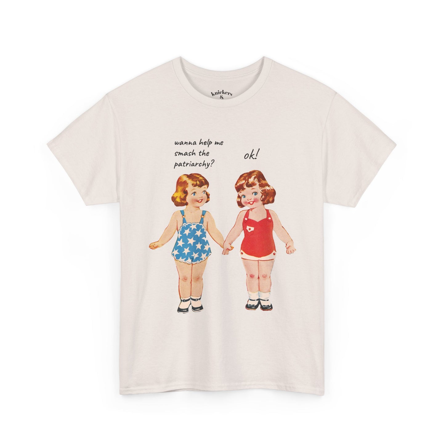 Vintage Paper Doll Retro Graphic T-Shirt - Smash the Patriarchy