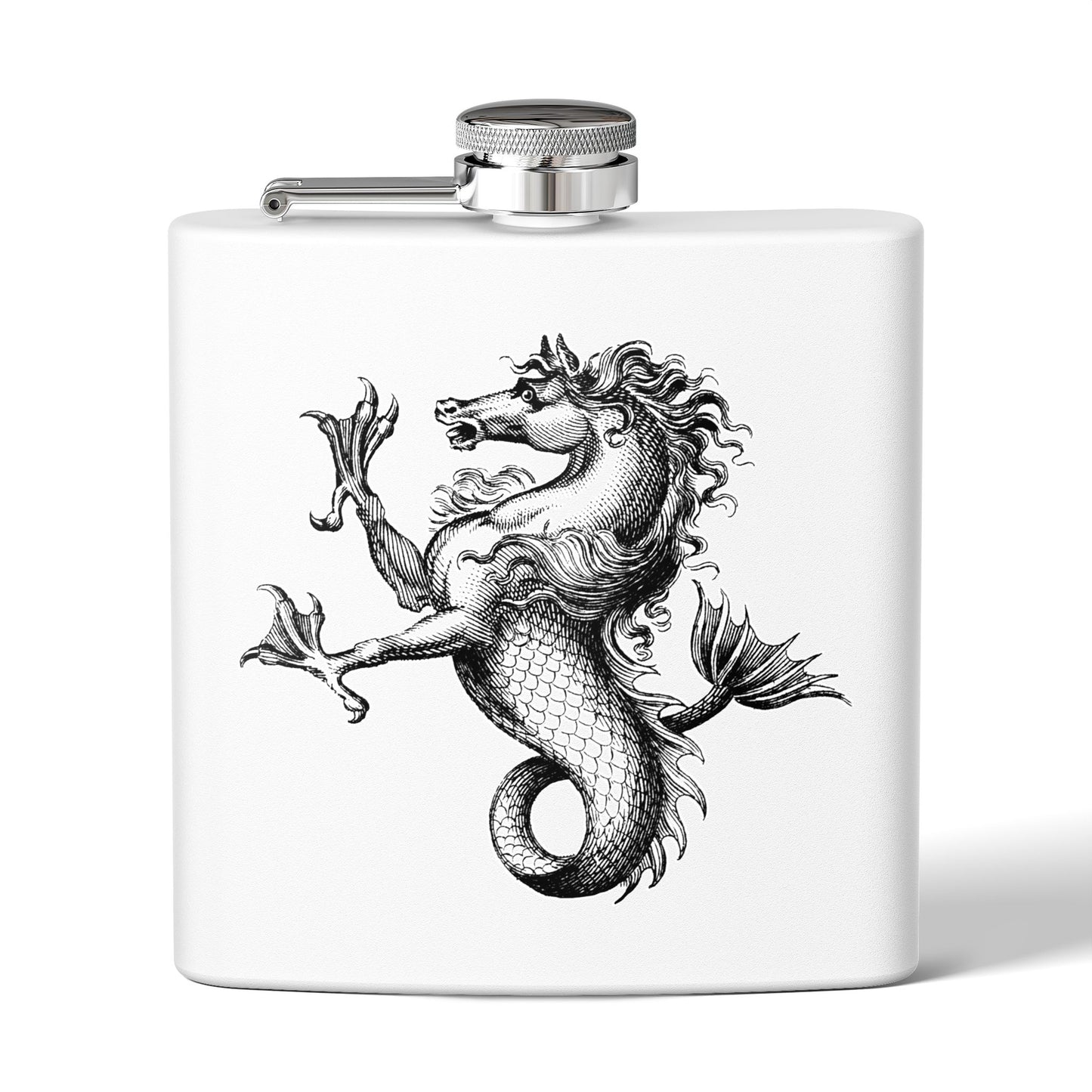 6oz Stainless Steel Flask - Mythological Seahorse