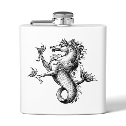 6oz Stainless Steel Flask - Mythological Seahorse