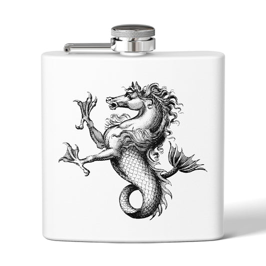 6oz Stainless Steel Flask - Mythological Seahorse