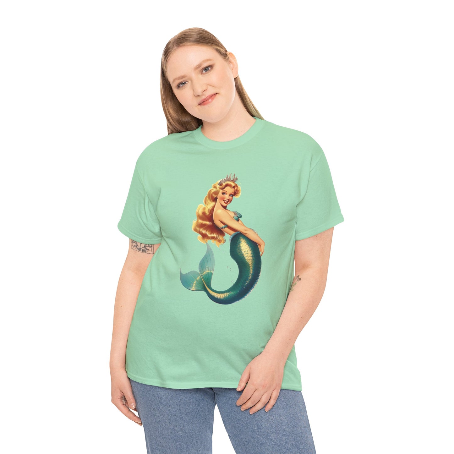 Vintage Pinup Style Graphic Mermaid Tee, All-Gender
