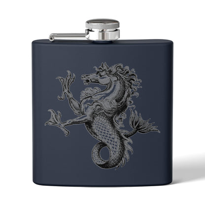 6oz Stainless Steel Flask - Mythological Seahorse