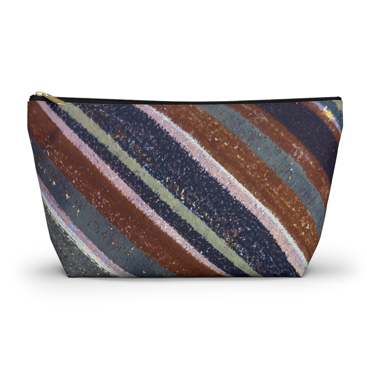 The Accessory Pouch - Rustic Stripe, Rust and Steel