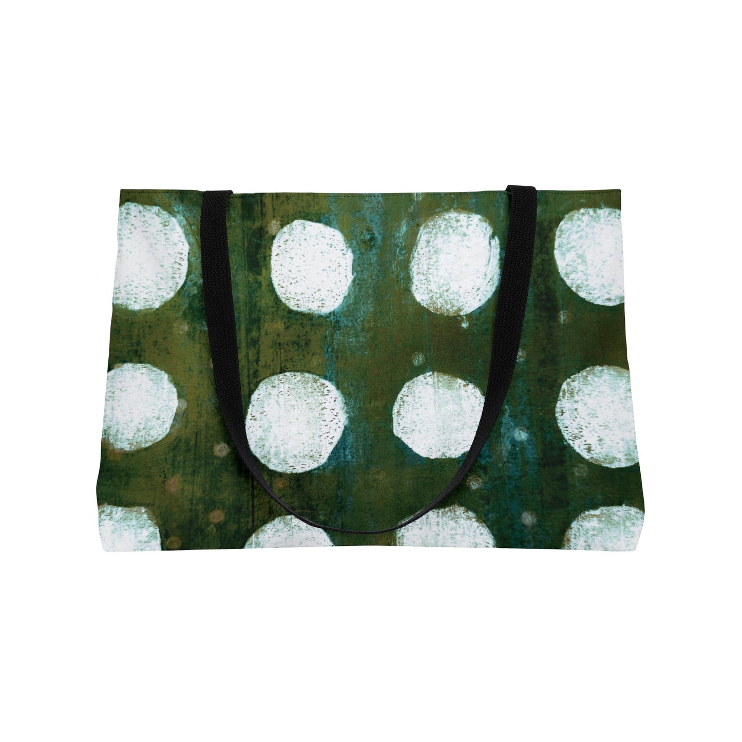 The Weekender Tote Bag - Painterly Polka Dot, Emerald and Algae